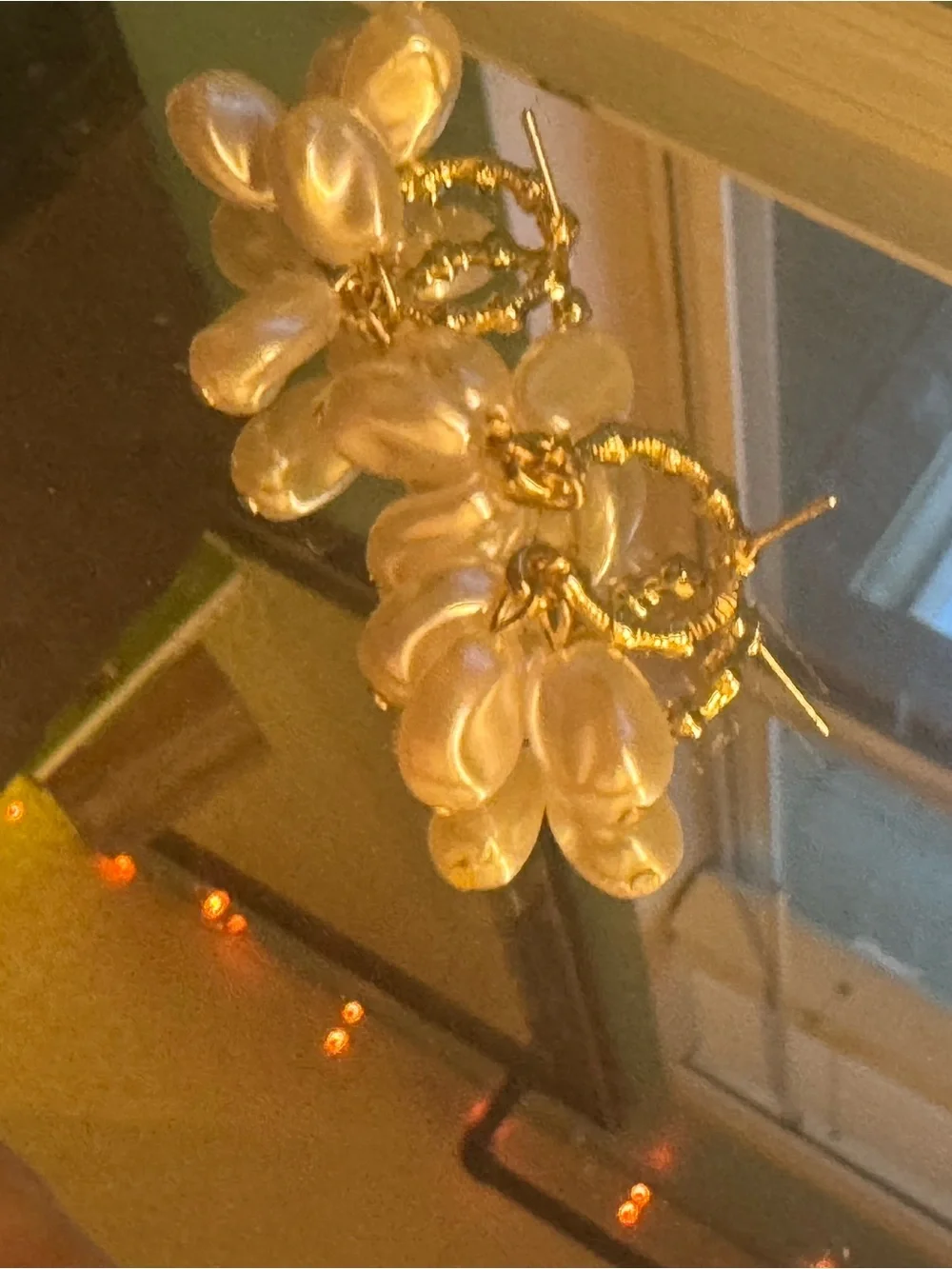 Gold-Tone Floral Cluster Hoop Earrings - Women's Jewelry
